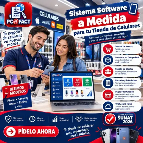 Sistema Software a Medida para tu Tienda de Celulares — oferta PCEFACT PERU