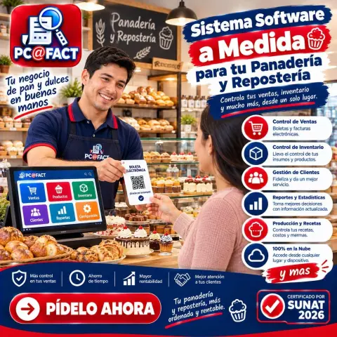 Sistema Software a Medida para tu Panadería y Repostería — oferta PCEFACT PERU